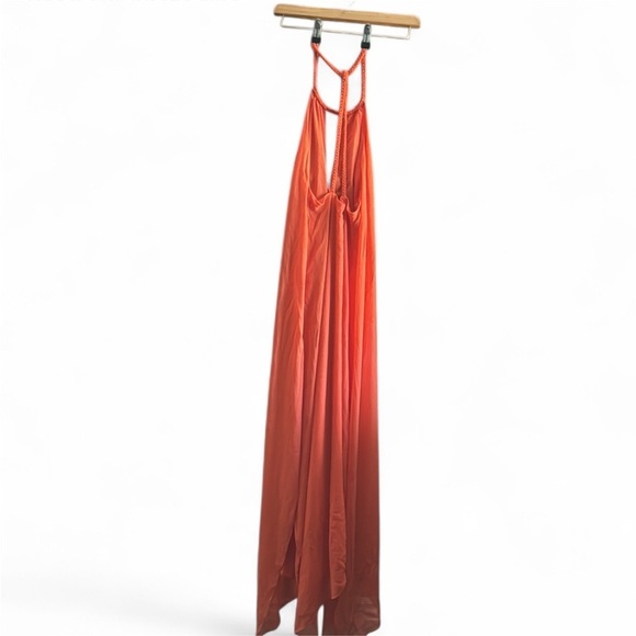 Alice + Olivia Bold Orange Dress Maxi Length Gladiator Braided Straps Size XS - Picture 4 of 8